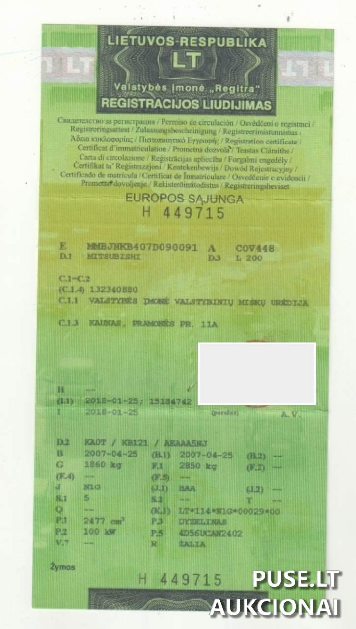 Lengvasis automobilis Mitsubishi L200 Inv. nr. 03-2132 Traktoriai, savaeigės mašinos, priekabos, puspriekabės 1