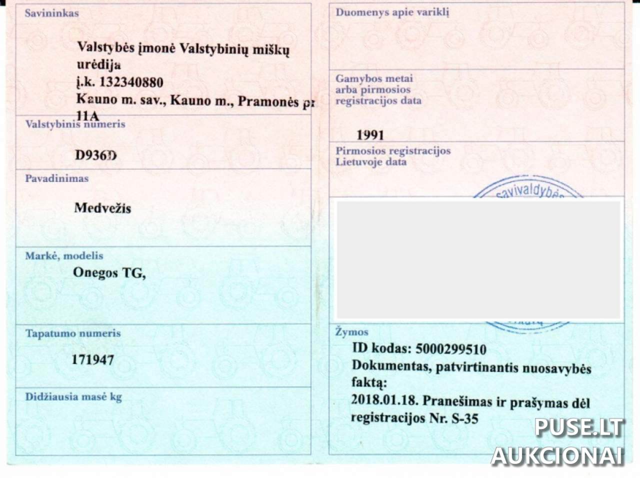 Ištraukėjas vikšrinis ONEGOS TG  TDT 55 Inv. Nr. 30-1-41-153T Traktoriai, savaeigės mašinos, priekabos, puspriekabės 1