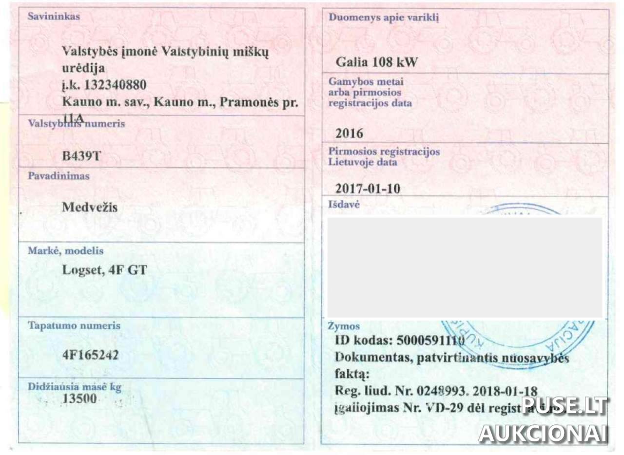 Medvežis LOGSET Inv. Nr. 15-3-45-858 Traktoriai, savaeigės mašinos, priekabos, puspriekabės 1