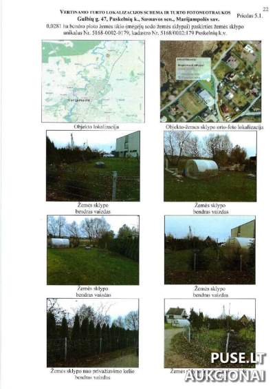 Žemės sklypas Marijampolės rajone, Puskelnių seniūnijoje, 656 EUR pradinė kaina