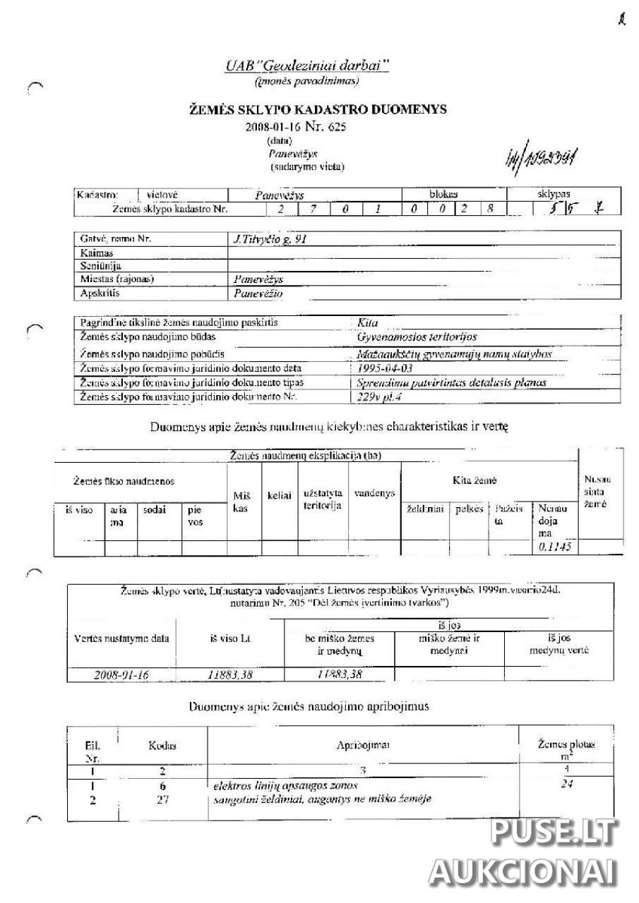 Žemės sklypas Sklypai J. Tilvyčio g. 91, 36252 Panevėžys, Panevėžio m. sav. 2
