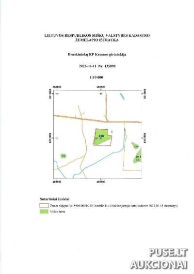 Žemės ūkio paskirties žemės sklypas Lazdijų r. Šadžiūnų k. su 2.42 ha miško, 4200 EUR