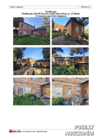 1/2 buto dalis Biržuose, Dvaro g. 7, 56 kv.m. pradinė kaina 6000 EUR