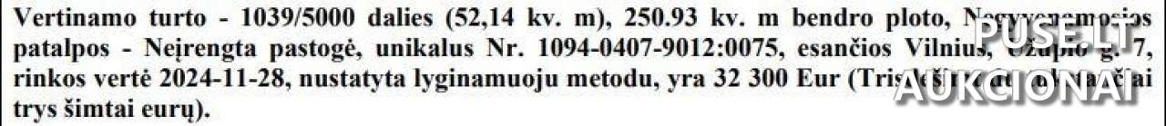 Neįrengta pastogė Patalpos/Butai Užupio g. 7, 01200 Vilnius, Vilniaus m. sav. 1