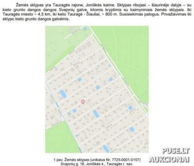 Žemės sklypo turtinės teisės Joniškės kaime, Tauragės r. sav. su 2400 EUR pradine kaina - Antstolių varžytynės