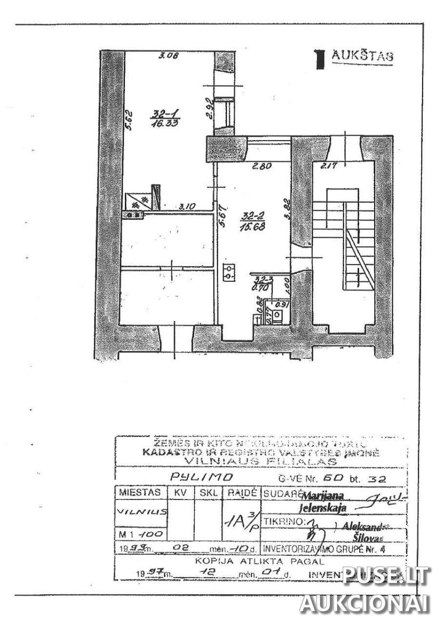 Butas Patalpos/Butai Pylimo g. 60, 01307 Vilnius, Vilniaus m. sav. 1