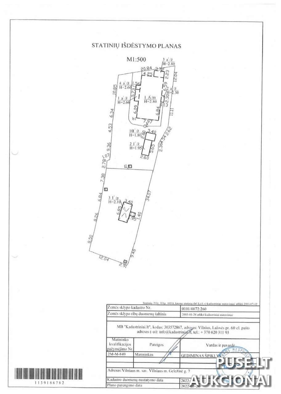 Gyvenamasis namas Pastatai Geležinė g. 7, 11351 Vilnius, Vilniaus m. sav. 1