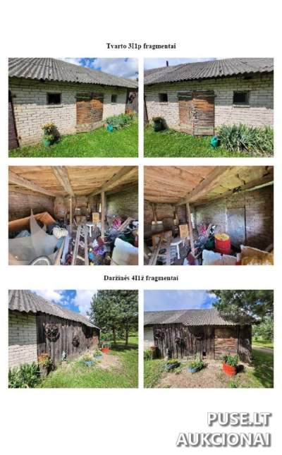 Pirmosios kategorijos ūkinis pastatas Malkinė Kupiškio r. su 46 kv.m, pradinė kaina 3200 EUR