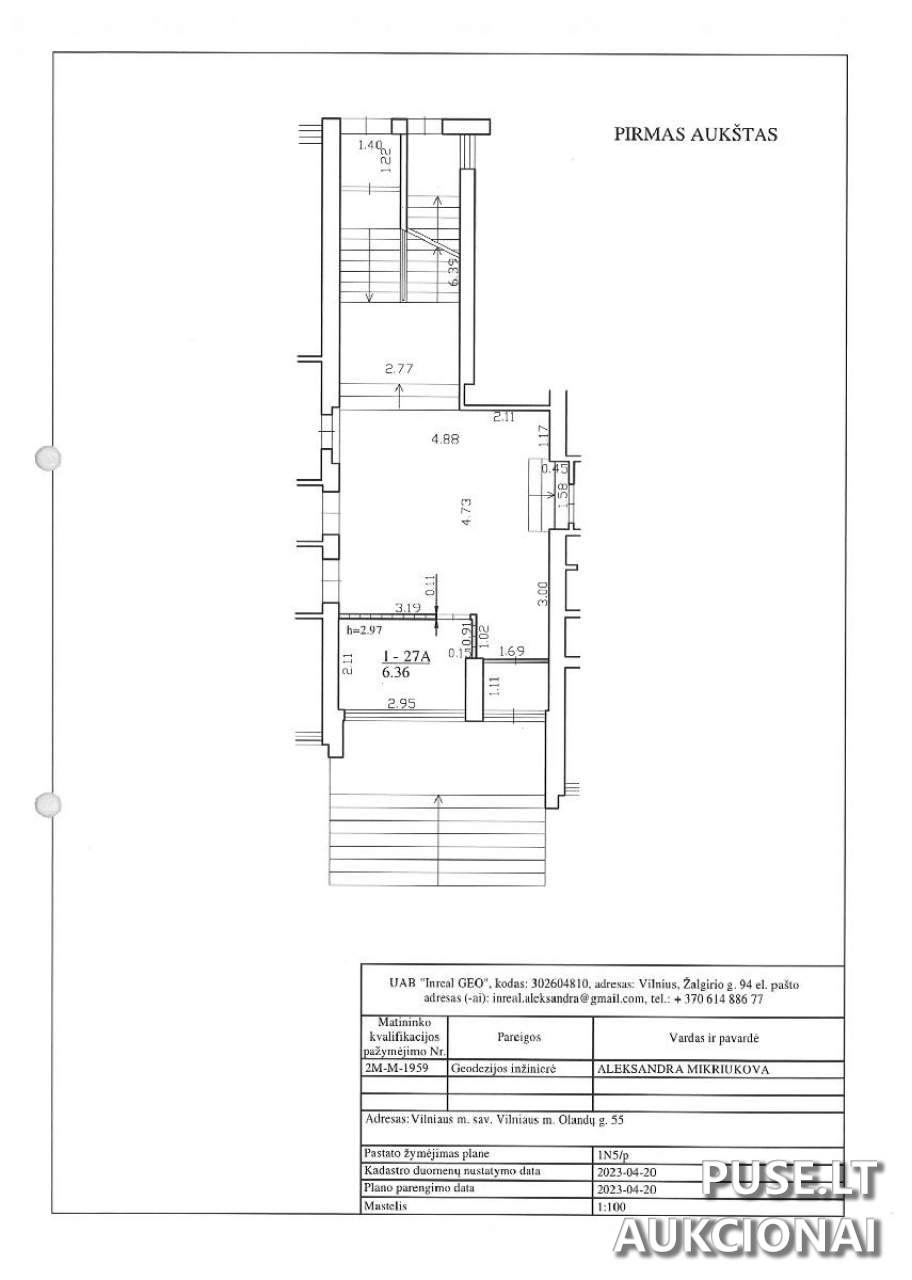 Negyvenamoji patalpa Patalpos/Butai Olandų g. 55, 01207 Vilnius, Vilniaus m. sav. 1