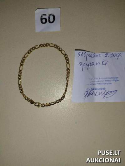 Aukso dirbinių pardavimas aukcione nuo 1078 EUR - 585 prabos papuošalai