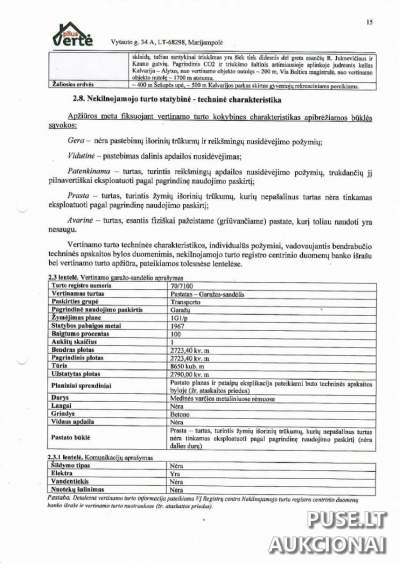 Garažas-sandėlis Kalvarijoje, Šakių g. 11, pradinė kaina 22000 EUR, patenkinama būklė