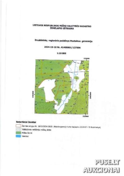 Žemės sklypo dalies 1/11 pardavimas Varėnos rajone, Margionių kaime, pradinė kaina 1080 EUR