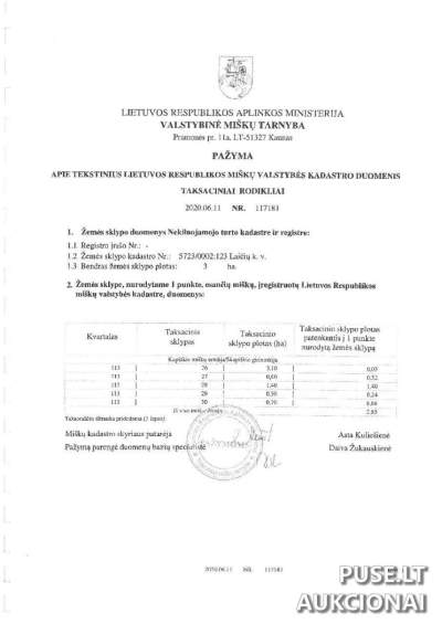 Žemės sklypas Kupiškio r. Vergučių k. 3 ha miškų ūkio paskirties 12420 EUR antstolių varžytynėse