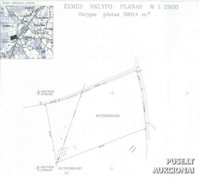 Žemės ūkio paskirties sklypas Vilniaus rajone, Žudiškių kaime, 3.9 ha plotas, pradinė kaina 3840 EUR