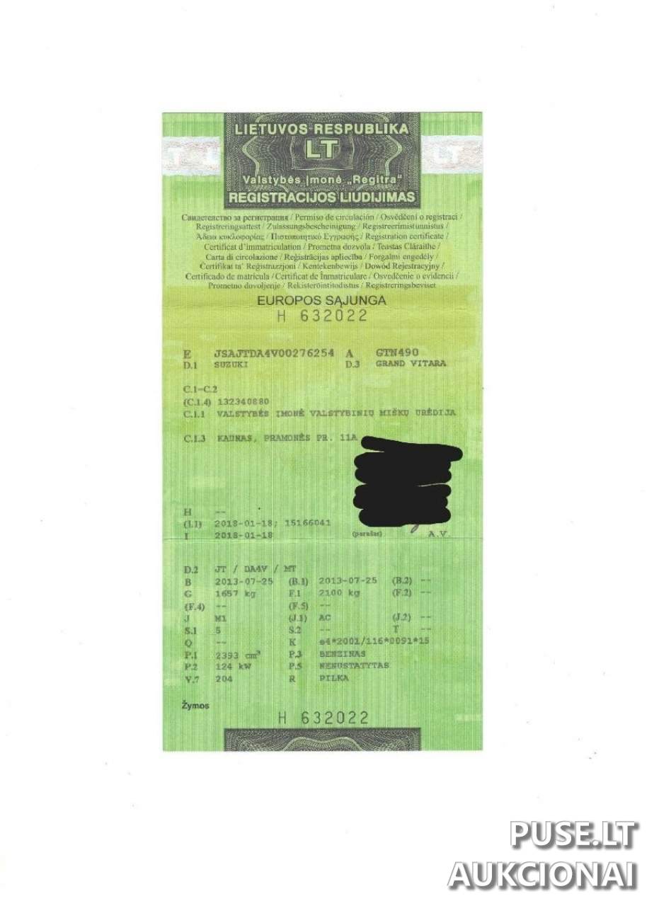 Lengvasis automobilis SUZUKI GRAND VITARA Inv. nr. 35-1-24-37 Traktoriai, savaeigės mašinos, priekabos, puspriekabės 1