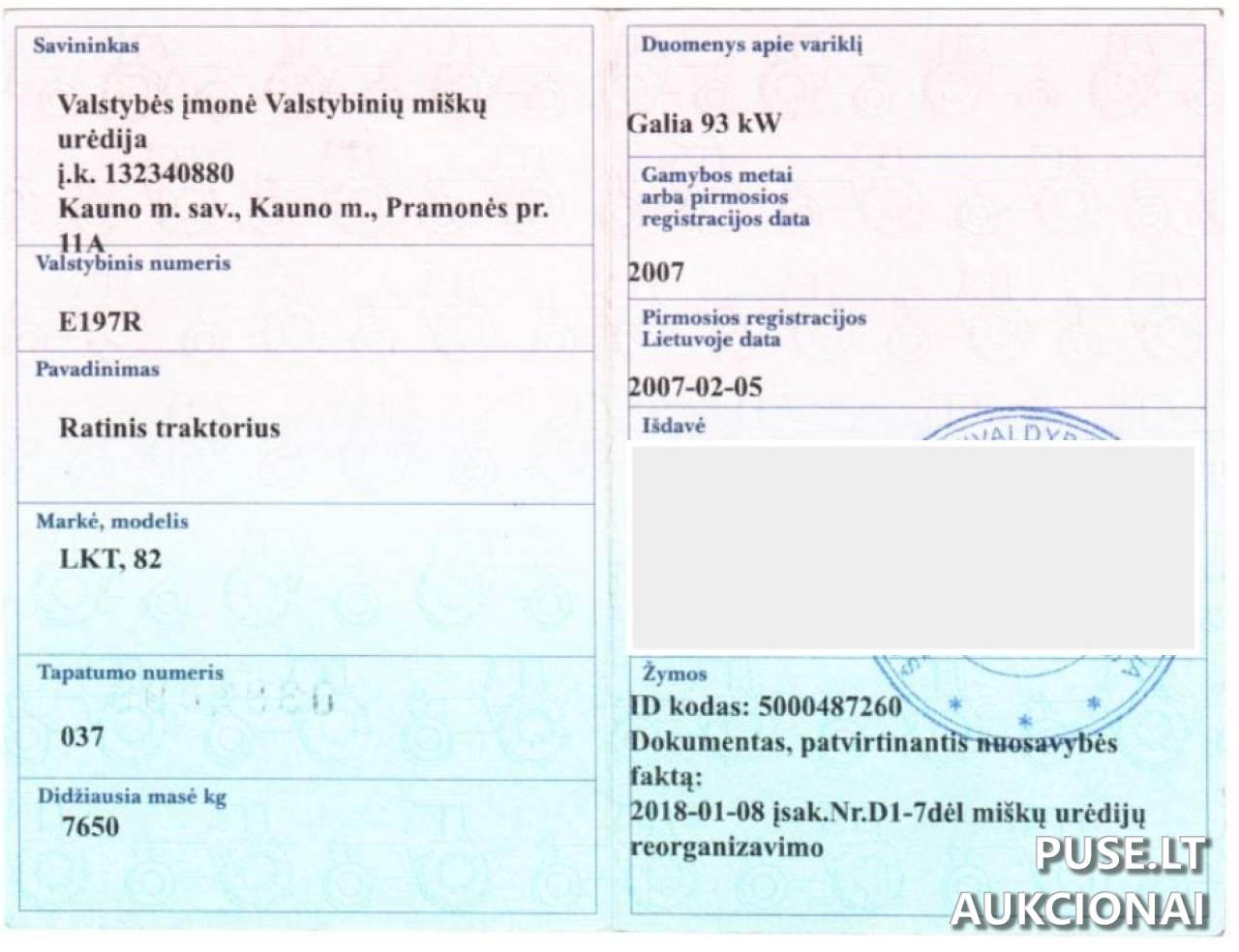 Ratinis traktorius LKT 82T Inv. nr. 27-420015 Traktoriai, savaeigės mašinos, priekabos, puspriekabės 1