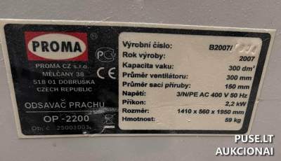 Drožlių susiurbėjas OP-2200 parduodamas aukcione Utenoje nuo 150 EUR