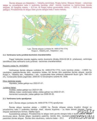 Žemės ūkio sklypas Klaipėdos rajone (Ruigių k.) pradinė kaina 14880 EUR