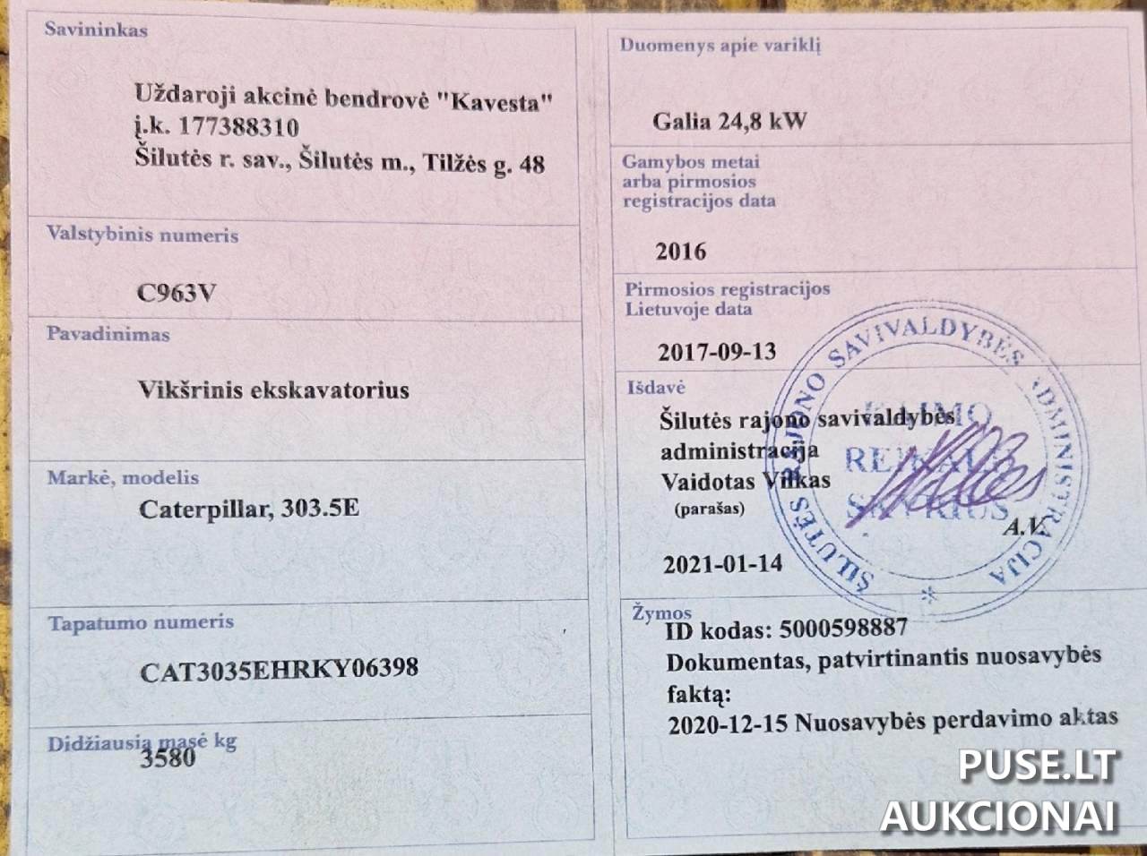 Mini ekskavatorius CAT 303.5E Traktoriai, savaeigės mašinos, priekabos, puspriekabės 1