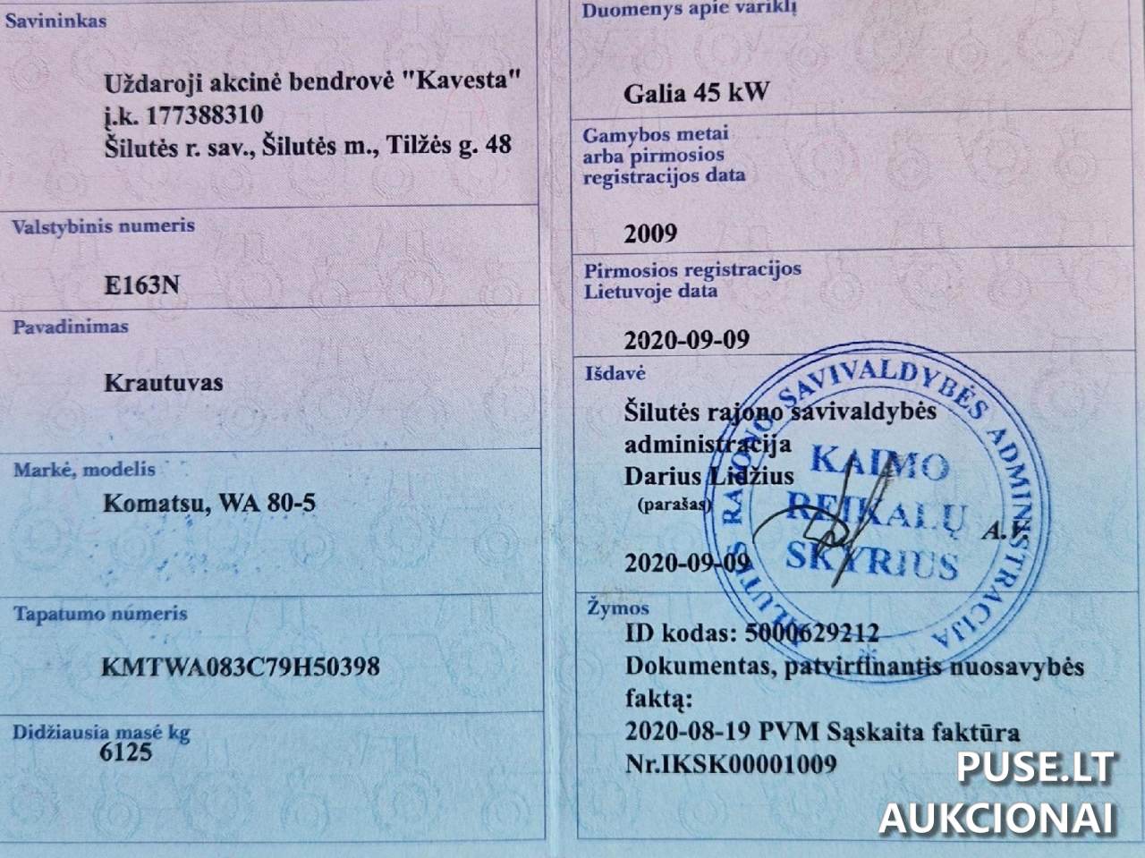 Krautuvas Komatsu WA 80-5 Traktoriai, savaeigės mašinos, priekabos, puspriekabės 1