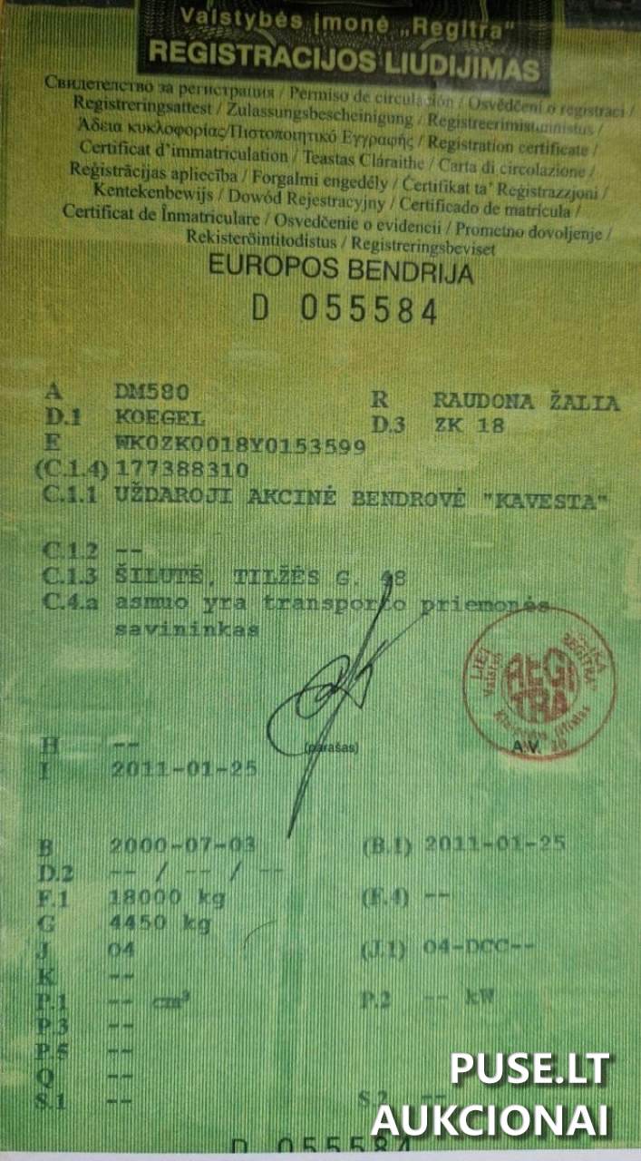 Priekaba Koegel ZK18 Priekaba arba puspriekabė virš 10t. 1