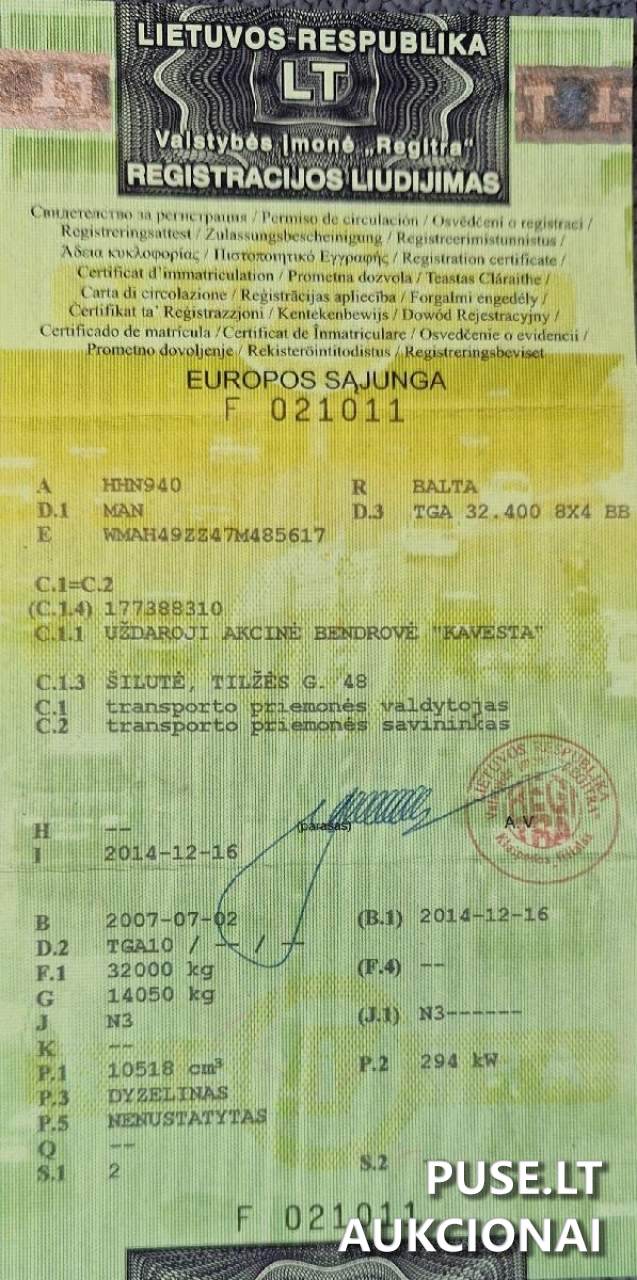 Sunkvežimis betono maišyklė MAN TGA 32.400 Krovininis a.specialus 1