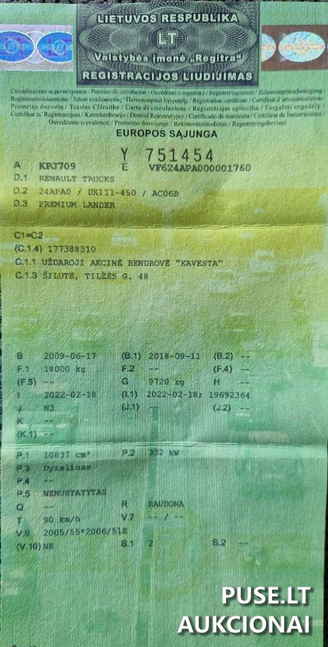 Automobilis Renault DXI 11-450 Krovininis savivartis 1