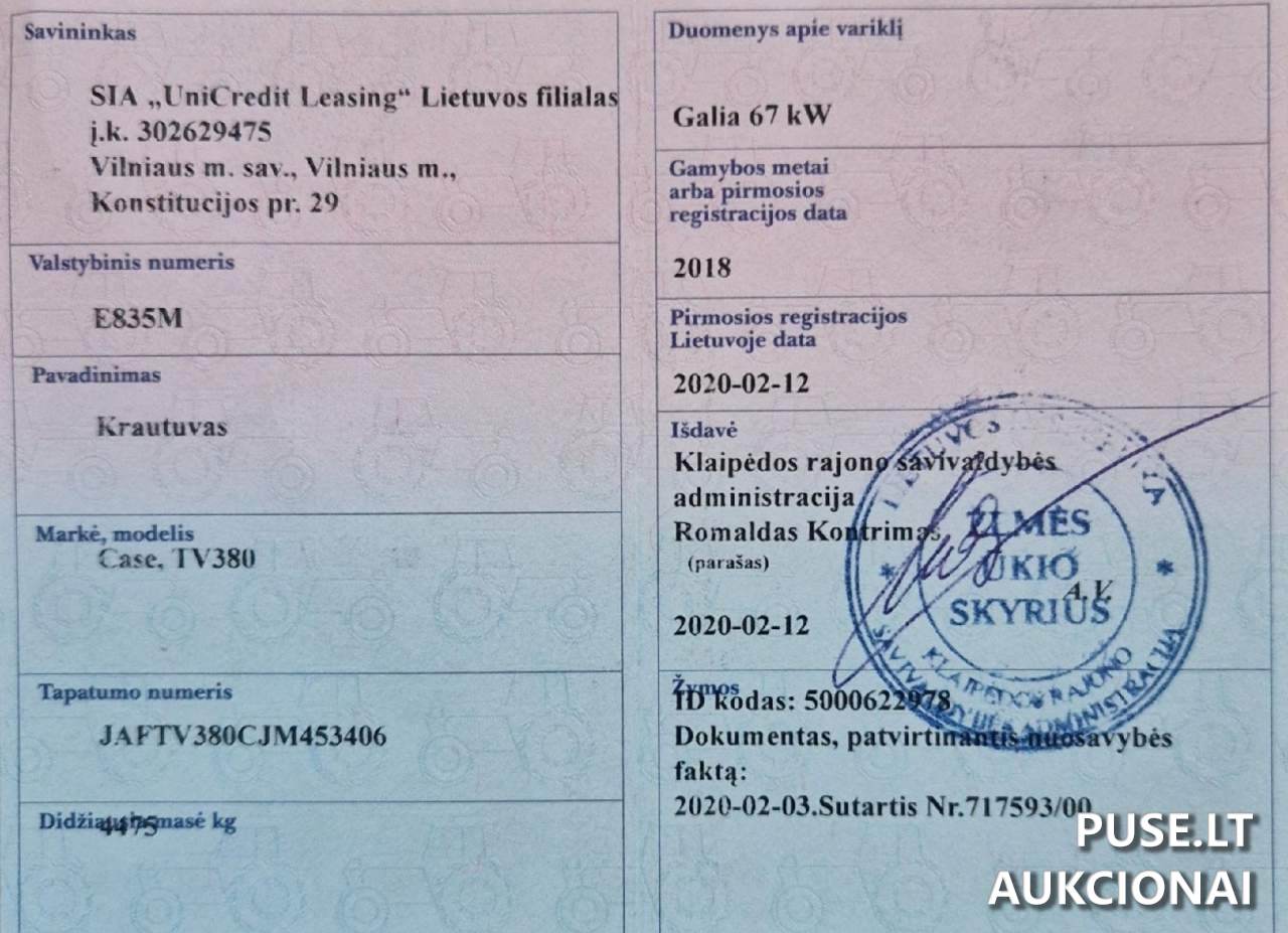 Minikrautuvas CASE TV380 Traktoriai, savaeigės mašinos, priekabos, puspriekabės 1