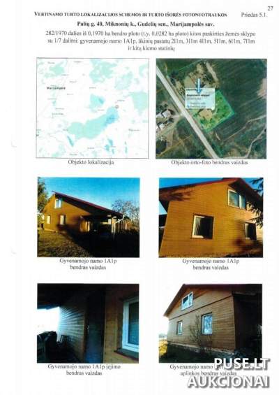 Žemės sklypas ir pastatų dalys Marijampolės r. Miknonių k. su 3180 EUR pradine kaina