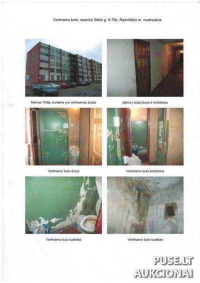 1 kambario 14.64 kv.m butas Radviliškyje, Stiklo g. 8, pradinė kaina 2172 EUR