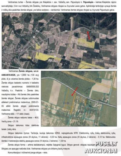 Žemės ūkio paskirties sklypas Klaipėdos rajone, Pajuodupio kaime, pradinė kaina 4056 EUR