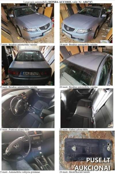 Parduodamas automobilis HONDA ACCORD aukcione pradinė kaina 960 EUR, registracija iki 2025-03-19