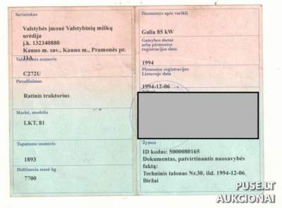 Traktorius LKT 81T parduodamas aukcione nuo 1190 EUR su defektais