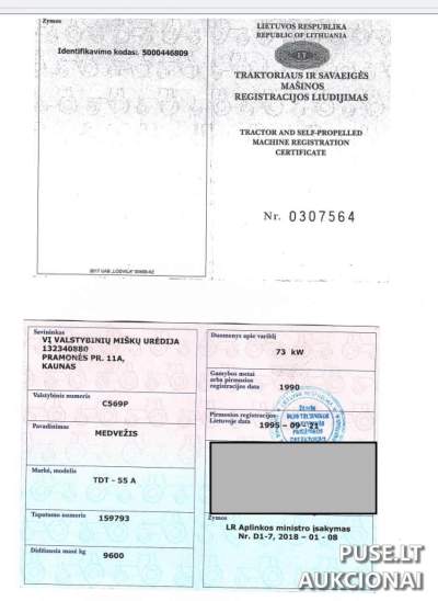 Traktorius TDT-55 su kuro zondu parduodamas aukcione nuo 120 EUR Ignalinoje