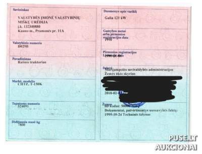 Traktorius CHTZ T-150K aukcione Kazlų Rūdoje, pradinė kaina 310 EUR, su garantiniu 40 EUR