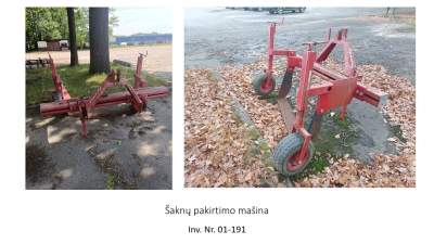 Šaknų pakirtimo mašina aukcione Kelmės r. pradinė kaina 80 EUR