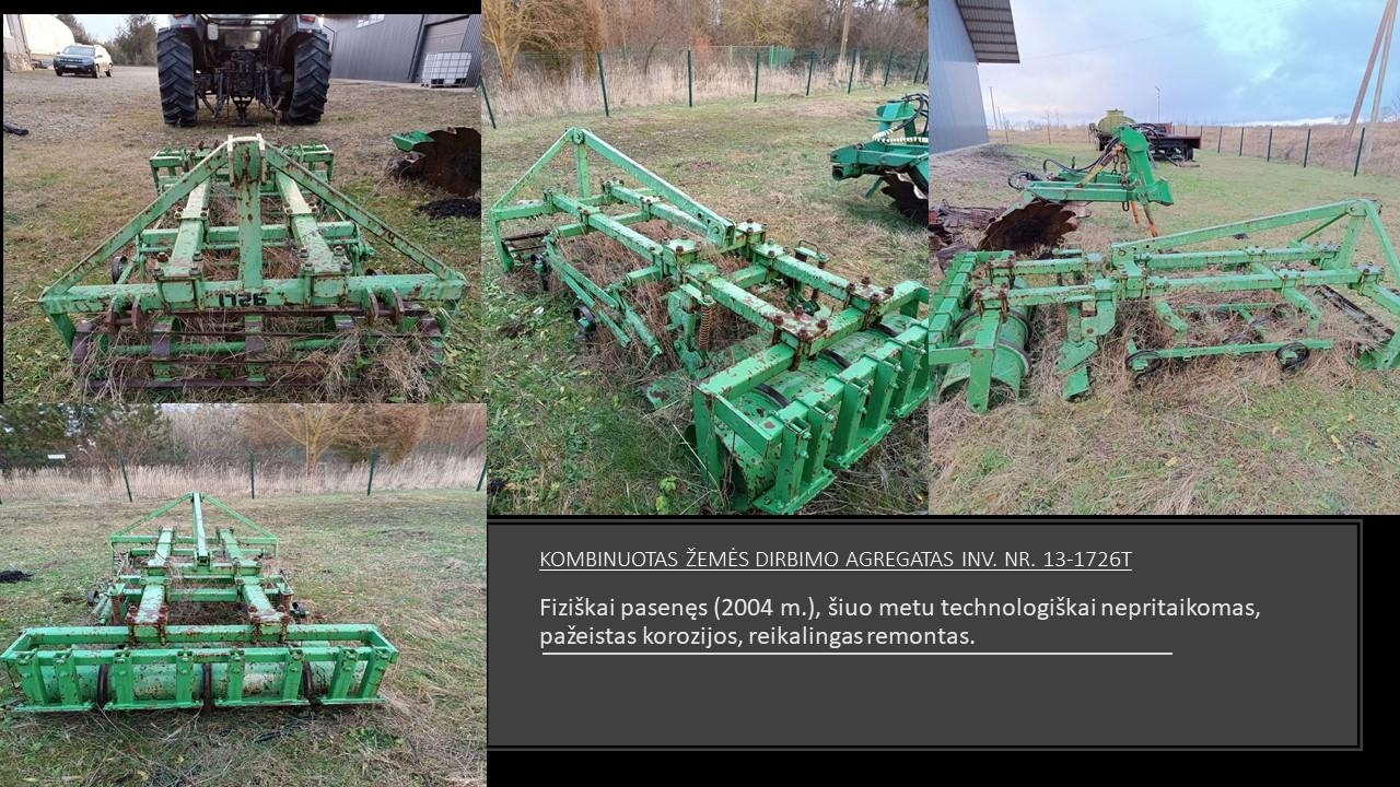 Kombinuotas žemės dirbimo agregatas su pap. form.	Inv. Nr. 13-1726T Mašinos ir įrengimai 2