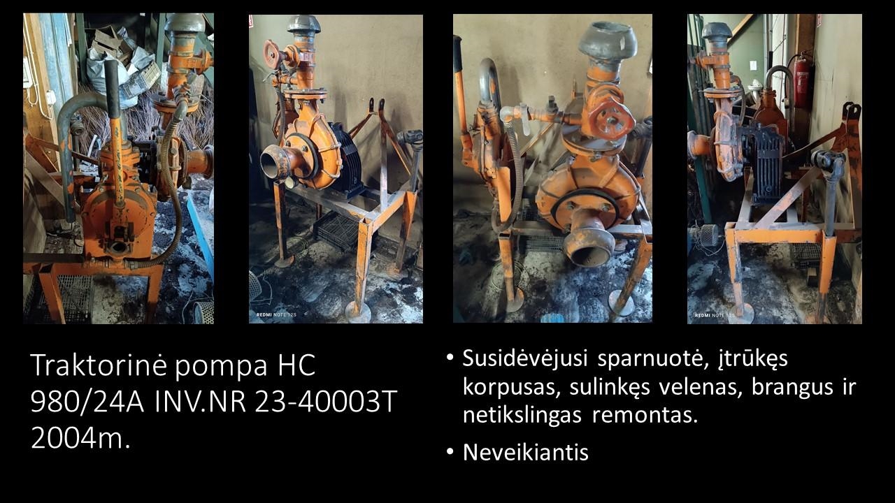 Traktorinė pompa HC 980/24A Inv. Nr. 23-40003T Kitas turtas 2