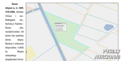 Žemės ūkio paskirties sklypas Vilniaus rajone, Kiemelių kaime, 0.95 ha, pradedant nuo 4080 EUR