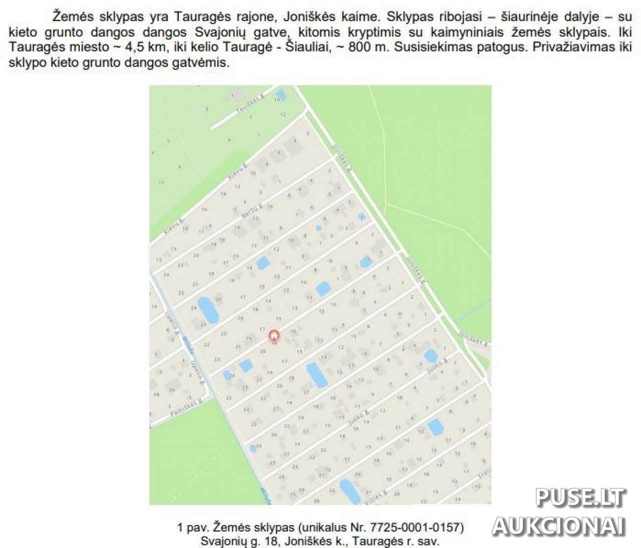 Žemės sklypas Sklypai Svajonių g. 18, Joniškė, 72169 Tauragės r. sav., Lithuania 2
