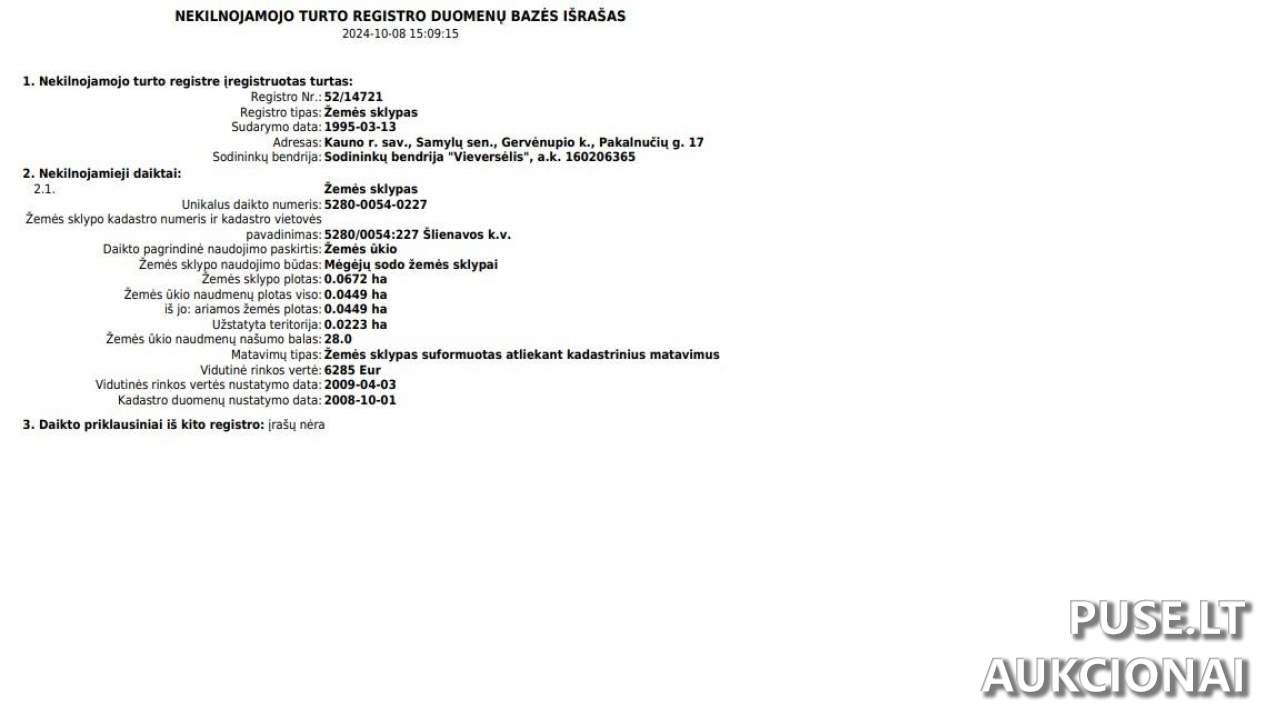 Žemės sklypas Sklypai Kaunas District Municipality, Lithuania 1
