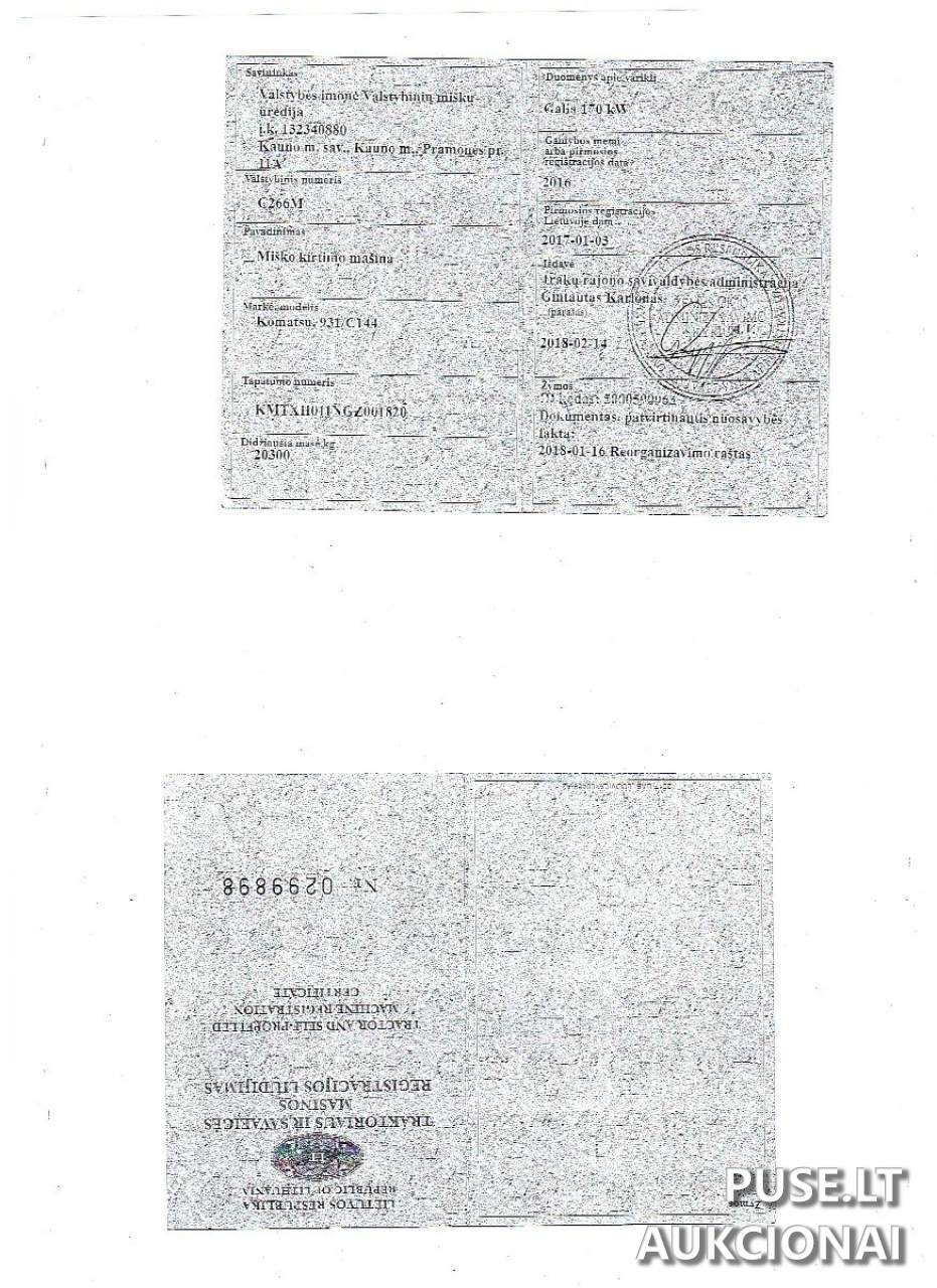 Medkirtė KOMATSU 931 Inv. Nr. 35-1-23-36 Traktoriai, savaeigės mašinos, priekabos, puspriekabės 1