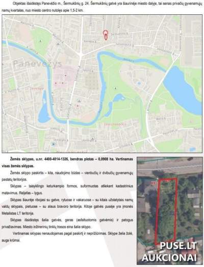 Žemės sklypas Panevėžyje, Šermukšnių g. 24, parduodamas aukcione nuo 24560 EUR