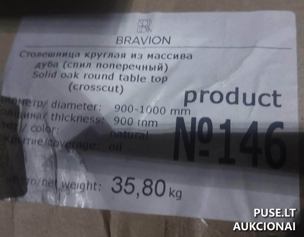 Ąžuolo masyvo stalviršiai, viso 5 vnt, bruto bendras svoris 189,800 kg Kitas turtas 2