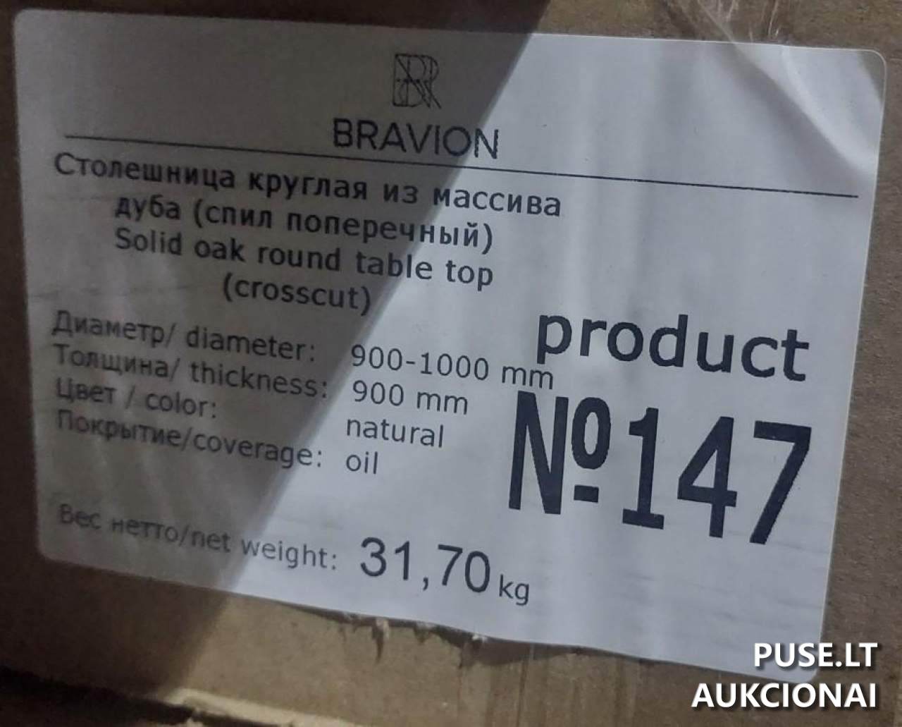 Ąžuolo masyvo stalviršiai, viso 5 vnt, bruto bendras svoris 189,800 kg Kitas turtas 6