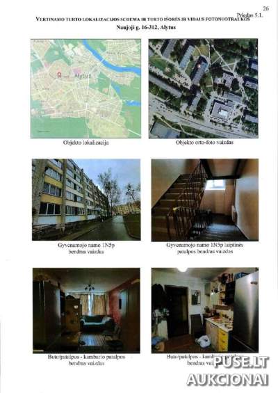 1/2 dalis kambario dalykinėje nuosavybėje Alytuje, Naujoji g. 16, pradinė kaina 1720 EUR