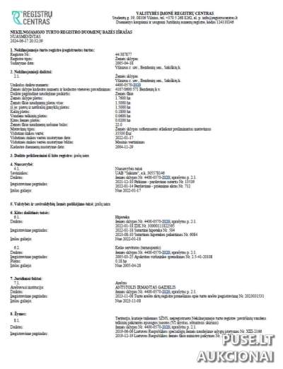 Žemės ūkio paskirties sklypas Vilniaus r. Sakiškių kaimas, pradinė kaina 150000 EUR