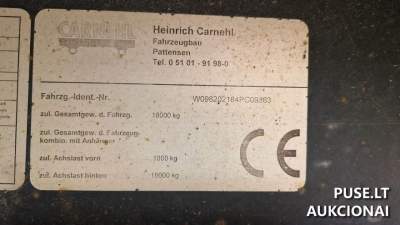 Antrosios kategorijos priekaba Carnehl 2004 m. parduodama aukcione už 6400 EUR