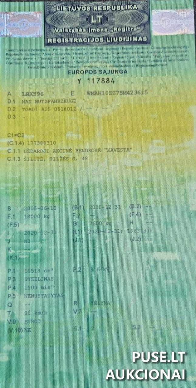 Automobilis MAN TGA Nutzfahrzeuge Balninis vilkikas 1