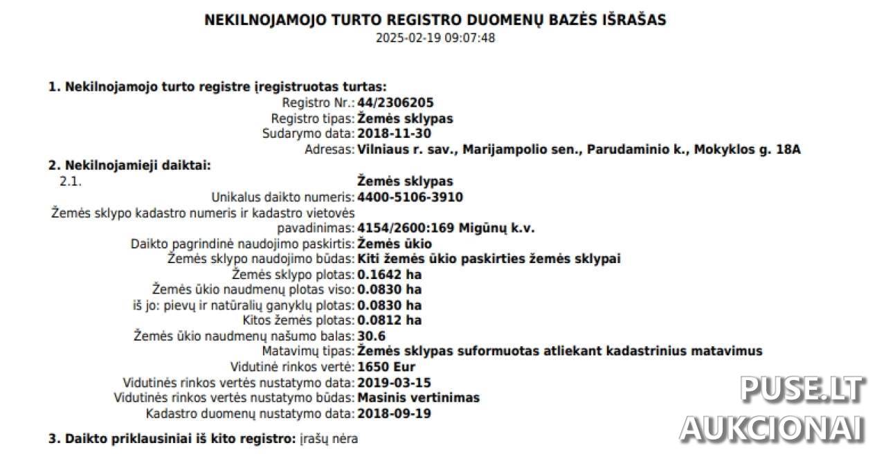 Žemės sklypas Sklypai Mokyklos g. 18A, Parudaminys, 13224 Vilniaus r. sav., Lithuania 1